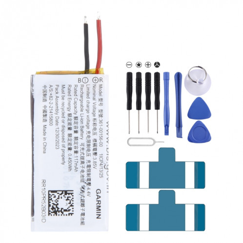 Batterie de remplacement 117 mAh 361-00156-00 pour Garmin SH835216-04