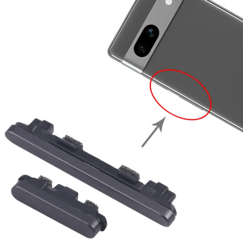 Bouton d'alimentation et bouton de contrôle du volume d'origine pour Google Pixel 7a (noir) SH590B111-04
