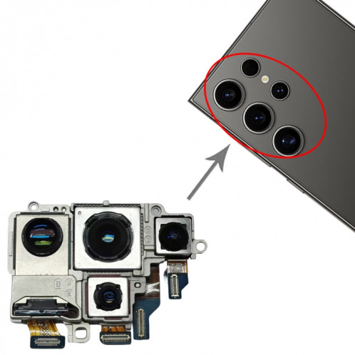 Pour Samsung Galaxy S24 Ultra SM-S928 Ensemble d'appareils photo d'origine (téléobjectif + périscope + grand angle + appareil photo principal) SH86641975-04