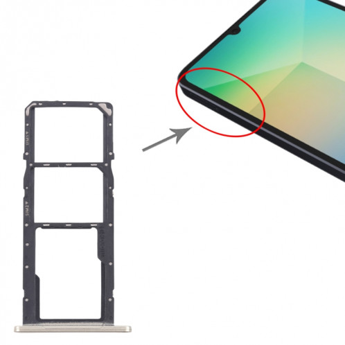 Pour Samsung Galaxy A06 SM-A065F Tiroir de carte SIM d'origine + Tiroir de carte SIM + Tiroir de carte Micro SD (Or) SH704J1360-04
