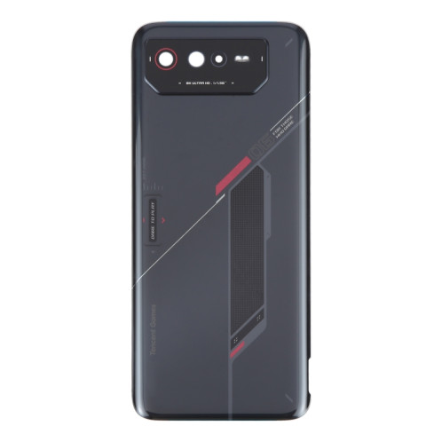 Pour Asus ROG Phone 6 AI2201-C AI2201-F Couvercle arrière de la batterie en verre avec câble NFC/lumière (noir rouge) SH0BRL547-07