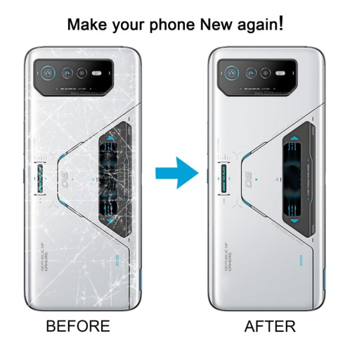Pour Asus ROG Phone 6 Pro AI2201-D Couvercle arrière de batterie en verre avec NFC/LCD (blanc) SH01WL1141-07