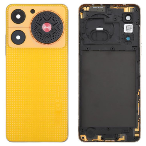 Pour ZTE nubia Music Z2353 Couvercle arrière de batterie en verre avec cadre central / couvercle d'objectif d'appareil photo (jaune) SH32YL1969-07