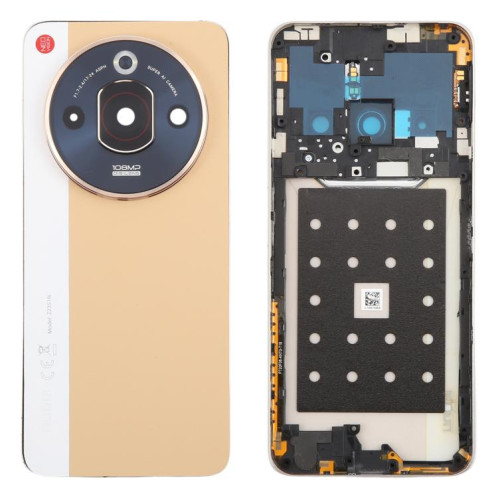 Pour ZTE nubia Focus Pro Z2351N Couvercle arrière de batterie en cuir avec cadre central / couvercle d'objectif d'appareil photo (or) SH39JL1027-07