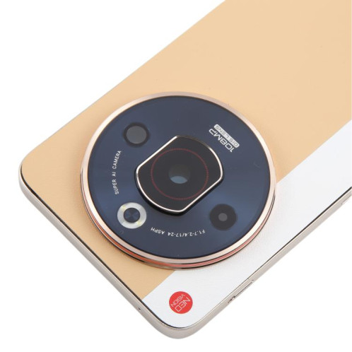 Pour ZTE nubia Focus Pro Z2351N Couvercle arrière de batterie en cuir avec cadre central / couvercle d'objectif d'appareil photo (or) SH39JL1027-07