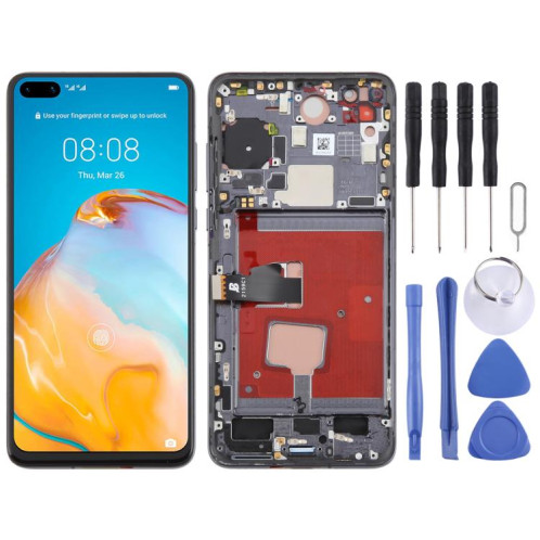 Écran LCD TFT complet avec châssis pour Huawei P40, ne prenant pas en charge l'identification par empreinte digitale (noir) SH392B1311-07