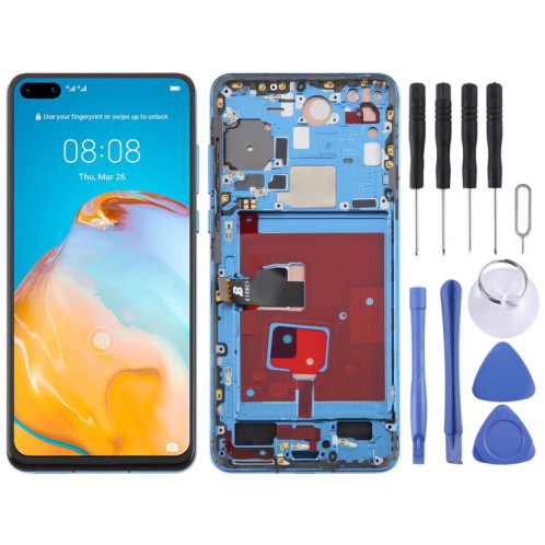 Écran LCD TFT complet avec châssis pour Huawei P40, ne prenant pas en charge l'identification par empreinte digitale (bleu) SH392L561-07