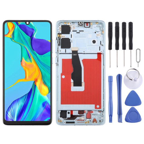 Écran LCD TFT complet avec châssis pour Huawei P30, ne prenant pas en charge l'identification par empreinte digitale (bleu) SH401L1307-07