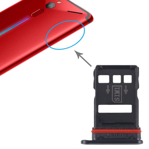 Tiroir pour carte SIM + plateau pour carte SIM (noir) pour ZTE Nubia RedMagic 6 Pro NX669J-P SH408B1472-04