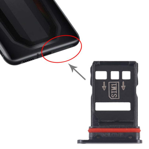 Tiroir pour carte SIM + plateau pour carte SIM (noir) pour ZTE Nubia RedMagic 7S SH411B676-04