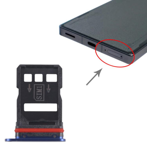 Tiroir pour carte SIM + plateau pour carte SIM (bleu) pour ZTE Nubia RedMagic 7 Pro NX709J SH414L1053-04