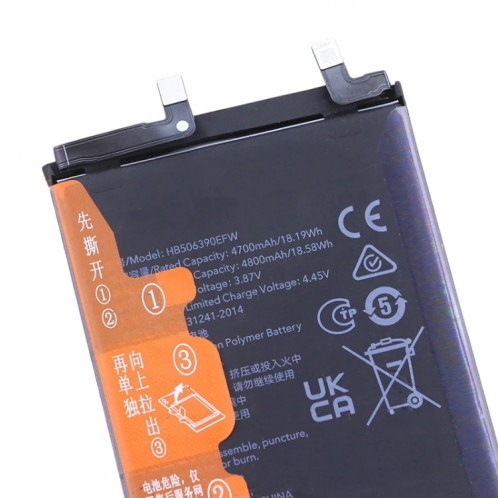 Batterie de remplacement 4800mAh pour Honor 70 FNE-AN00 / 80 Pro / 80 GT AGT-AN00 ANB-AN00 HB506390EFW SH9513120-03