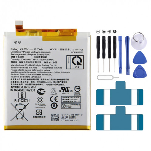 Batterie de remplacement 3150mAh pour téléphone ASUS ROG 5 / 5Z ZE620KL X00QD ZS620KL Z01RD C11P1708 SH95351256-03