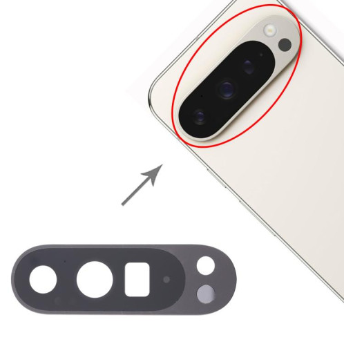 Cache d'objectif d'appareil photo arrière d'origine pour Google Pixel 9 Pro XL (noir) SH836B1994-04