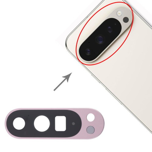 Cache d'objectif d'appareil photo arrière d'origine pour Google Pixel 9 Pro XL (rose) SH836F1583-04