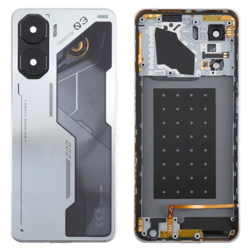Cache arrière de batterie en plastique pour ZTE Nubia Neo 3 avec cadre central et cache d'objectif d'appareil photo (argent) SH98SL946-07