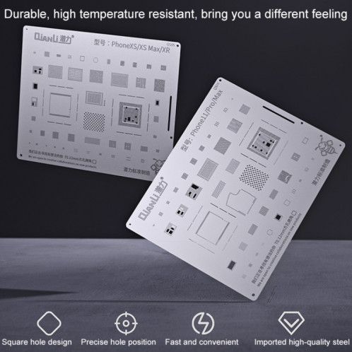 Qianli Bunmblebee pochoirs BGA Reballing Planting Tin Plate pour iPhone X / 8/8 Plus SQ0180643-013