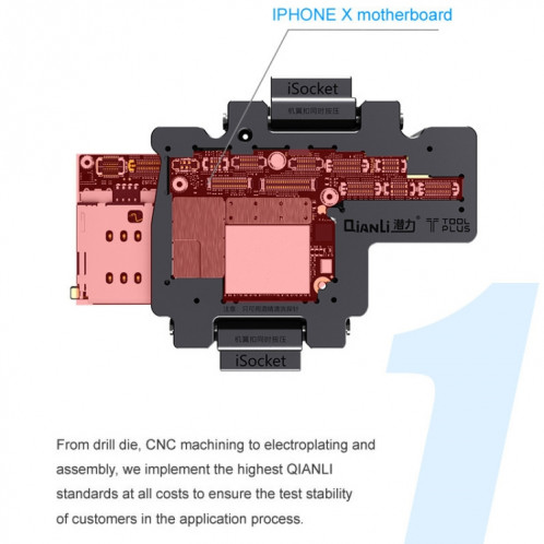 Qianli iSocket 3 en 1 carte mère couche de test cadre couches inférieures supérieures fonction de carte mère support de Test rapide pour iPhone X / XS / XS Max SQ01891766-013