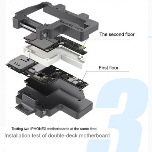 Qianli iSocket 3 en 1 carte mère couche de test cadre couches inférieures supérieures fonction de carte mère support de Test rapide pour iPhone X / XS / XS Max SQ01891766-013