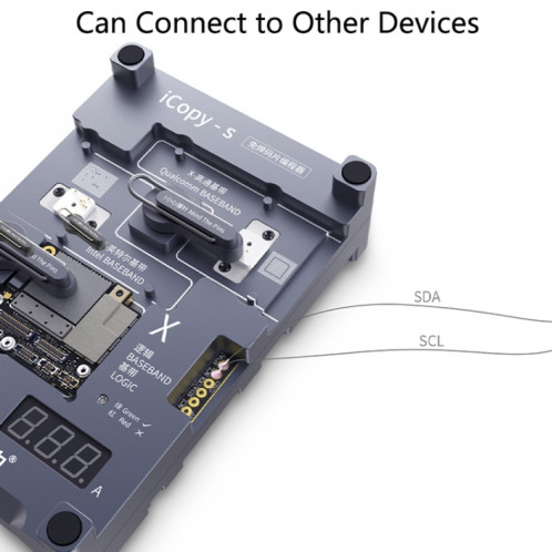 Qianli iCopy-S banc d'essai de puce double face 4 en 1 puce EEPROM de bande de base logique non-retrait pour iPhone 7/7 Plus / 8/8 Plus SQ01931858-013