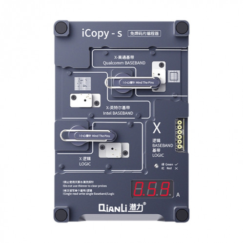 Qianli iCopy-S banc d'essai de puce double face 4 en1 puce EEPROM bande de base logique Non-retrait pour iPhone X / XS / XR / XS Max SQ01941667-014