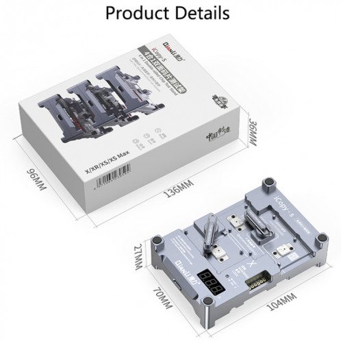 Qianli iCopy-S banc d'essai de puce double face 4 en1 puce EEPROM bande de base logique Non-retrait pour iPhone X / XS / XR / XS Max SQ01941667-014