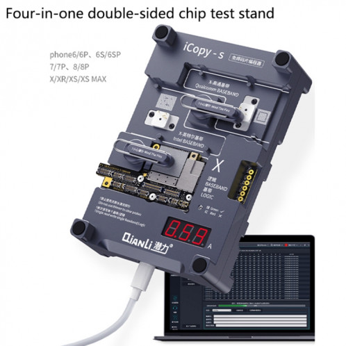 Qianli iCopy-S banc d'essai de puce double face 4 en1 puce EEPROM bande de base logique Non-retrait pour iPhone X / XS / XR / XS Max SQ01941667-014