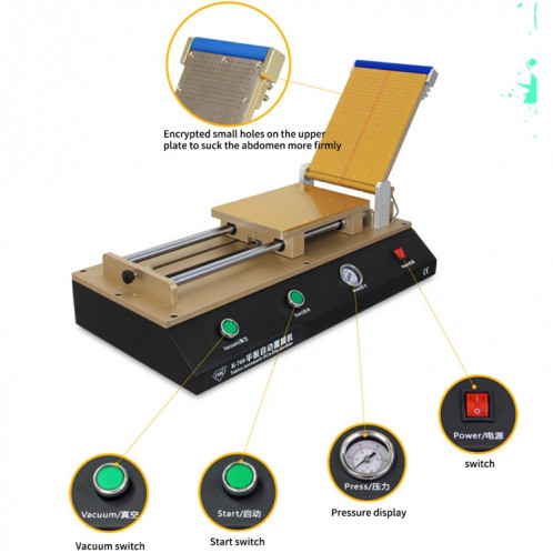 TBK-766 12 pouces tablette automatique OCA laminateur Machine polariseur Film laminateur Machine pour LCD réparation pompe à vide intégrée ST0242151-010