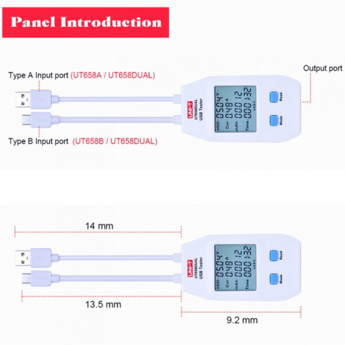 Testeur d'ampèremètre voltmètre USB UNI-T SH030525-012