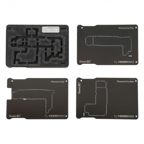 QIANLI 4 sur 1 plate-forme de replacement de cadre moyen pour iPhone 12/12 PRO / 12 MINI / 12 PRO Max SQ03781396-08