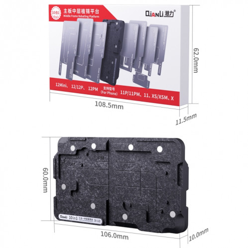 QIANLI 10 sur 1 plate-forme de replacement de cadre moyen pour iPhone X / XS / XS Max / 11/11 PRO / 11 PRO Max / 12/12 PRO / 12 MINI / 12 PRO Max SQ04271754-09