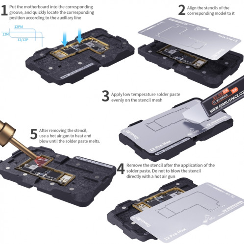 QIANLI 10 sur 1 plate-forme de replacement de cadre moyen pour iPhone X / XS / XS Max / 11/11 PRO / 11 PRO Max / 12/12 PRO / 12 MINI / 12 PRO Max SQ04271754-09