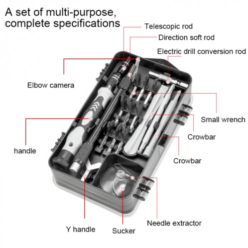 138 in 1 DIY Téléphone mobile Désassembly Toute l'horloge Réparation Multi-Fonctionnement Tournevis Tournevis (Jaune) SH437Y1131-08