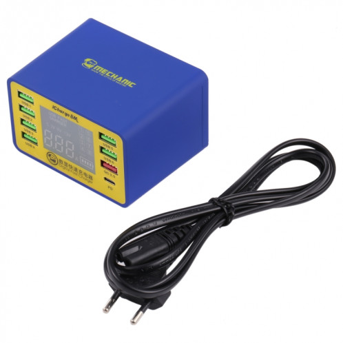 Mécanicien ICHARGE 8M QC 3.0 USB Smart Charger Support Fast Sharging avec LCD, Fiche EU SM0470187-07