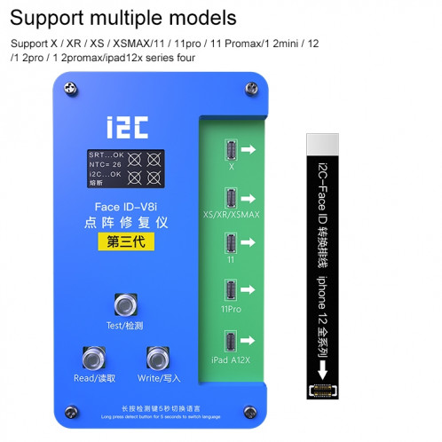 Programme de réparation de projection de la matrice I2C iFace-V8i 3rd Veace-V8i V8i 3RD avec le câble Flex pour iPhone X-12 Pro Max SH0482803-07
