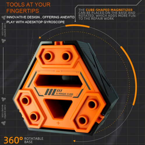 JAKEMY JM-Z21 Tournevis Magnétiseur/Démagnétiseur en Forme de Cube (Orange) SJ496E922-08