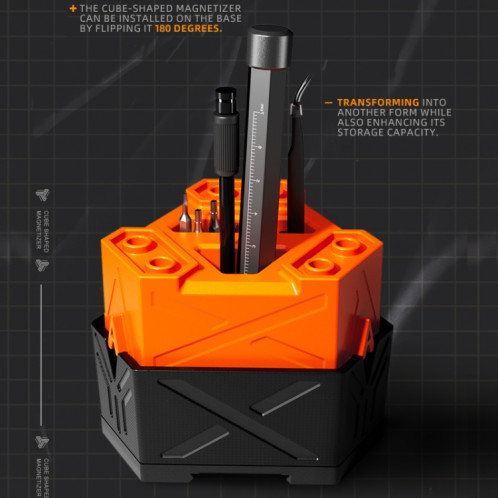 JAKEMY JM-Z21 Tournevis Magnétiseur/Démagnétiseur en Forme de Cube (Orange) SJ496E922-08