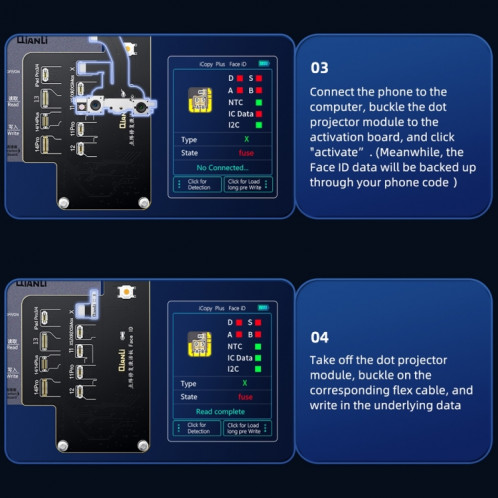 QianLi iCopy Plus Carte de récupération et d'activation d'identification faciale spécialisée pour iPhone X à 14 Series SQ05001990-05