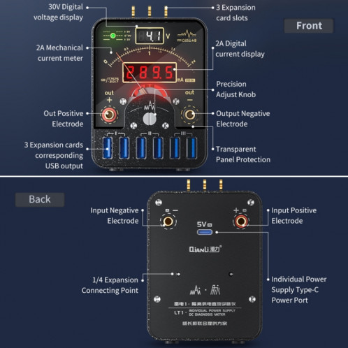 QIANLI LT1 Affichage numérique Mètre d'alimentation isolé Instrument de diagnostic DC SQ0522322-07