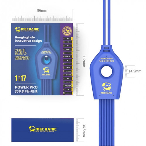 Mechanic Power Pro Câble de test d'alimentation de téléphone portable 17 en 1 pour Android SM06081975-08