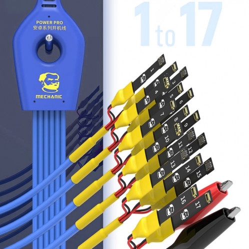 Mechanic Power Pro Câble de test d'alimentation de téléphone portable 17 en 1 pour Android SM06081975-08