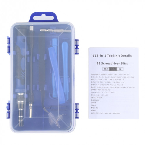 Kit d'outils de réparation de tournevis 115 en 1 SH06224-08