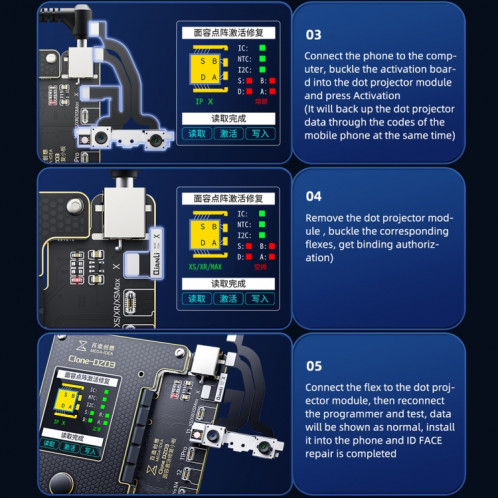 MEGA-IDEA Clone DZ03 Programmeur matriciel d'activation de batterie et d'identification de visage pour iPhone 8-14 Pro Max, prise : US SH648A608-013