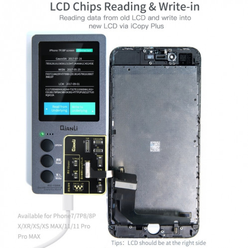 Pour iPhone 6 14 Pro Max 3 en 1 Qianli iCopy Plus 2.2 Ensemble de programmeur de détection de réparation, SQ691A1919-011