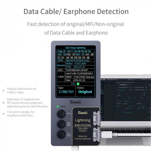 Pour iPhone 6 14 Pro Max 3 en 1 Qianli iCopy Plus 2.2 Ensemble de programmeur de détection de réparation, SQ691A1919-011