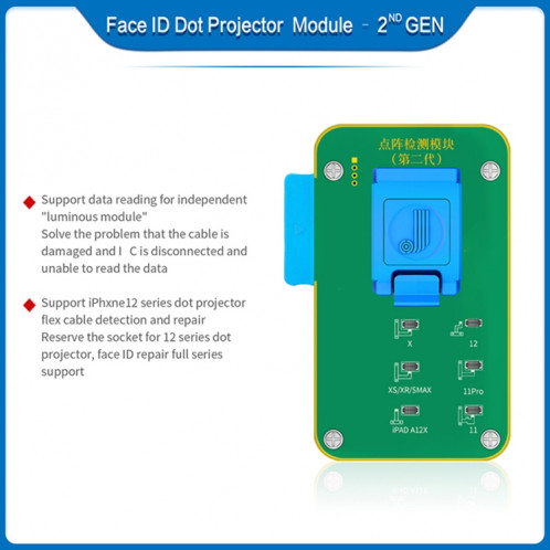JC F2 Dot Matrix Module Test 2nd Gen pour iPhone X ~ 12 Series SJ8010978-011