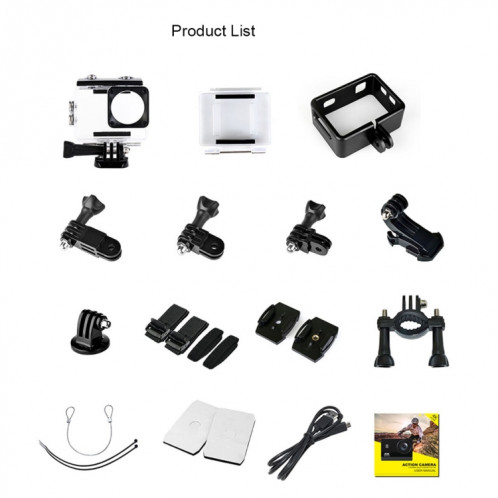 C1 double écran 2,0 pouces + écran 1,3 pouces Caméscope avec caméra d'action sport WiFi 4K anti-secousse avec boîtier étanche, Allwinner V316, grand angle 170 degrés (noir) SH064B939-012