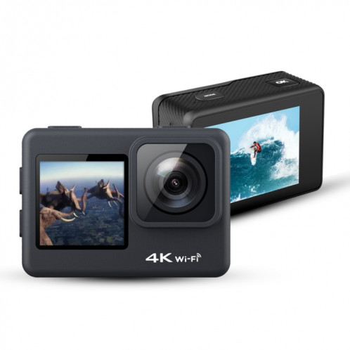 C1 double écran 2,0 pouces + écran 1,3 pouces Caméscope avec caméra d'action sport WiFi 4K anti-secousse avec boîtier étanche, Allwinner V316, grand angle 170 degrés (noir) SH064B939-012