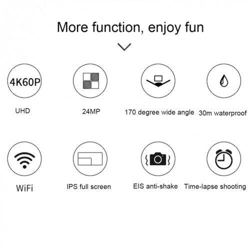 C1 double écran 2,0 pouces + écran 1,3 pouces Caméscope avec caméra d'action sport WiFi 4K anti-secousse avec boîtier étanche, Allwinner V316, grand angle 170 degrés (noir) SH064B939-012