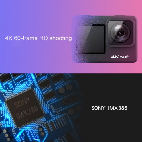 C1 double écran 2,0 pouces + écran 1,3 pouces Caméscope avec caméra d'action sport WiFi 4K anti-secousse avec boîtier étanche, Allwinner V316, grand angle 170 degrés (noir) SH064B939-012